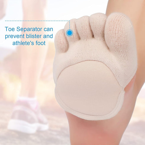 SATINIOR 6 Pairs Toe Topper Socks No Show Liner Socks Women Finger Half Socks Non Slip Invisible Separated Socks...